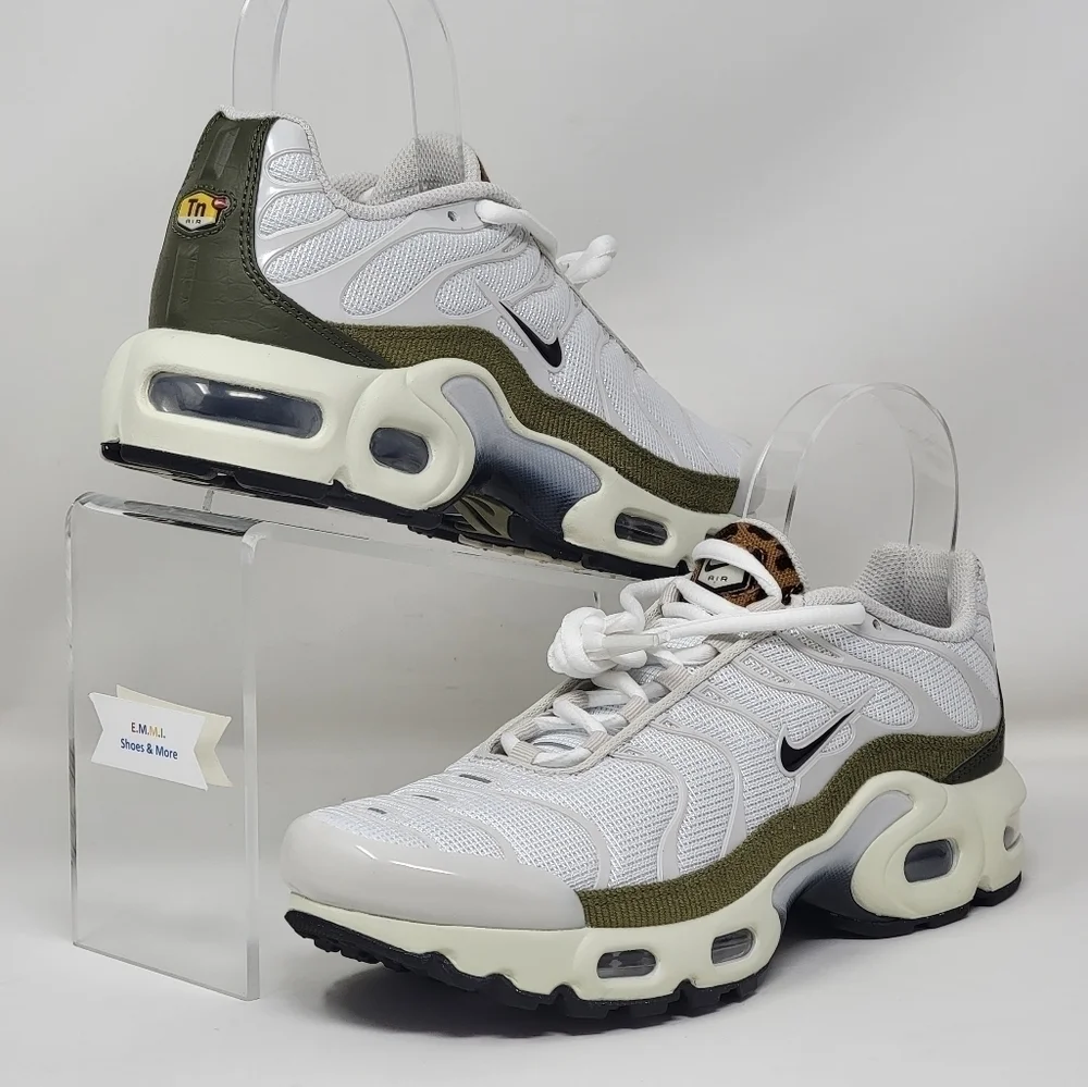 Nike Air Max Plus GS Leopard White Olive DX9283-100 Youth Sz 5Y=Wmn Sz 6.5 New